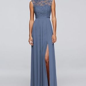 David's bridal steel blue dress